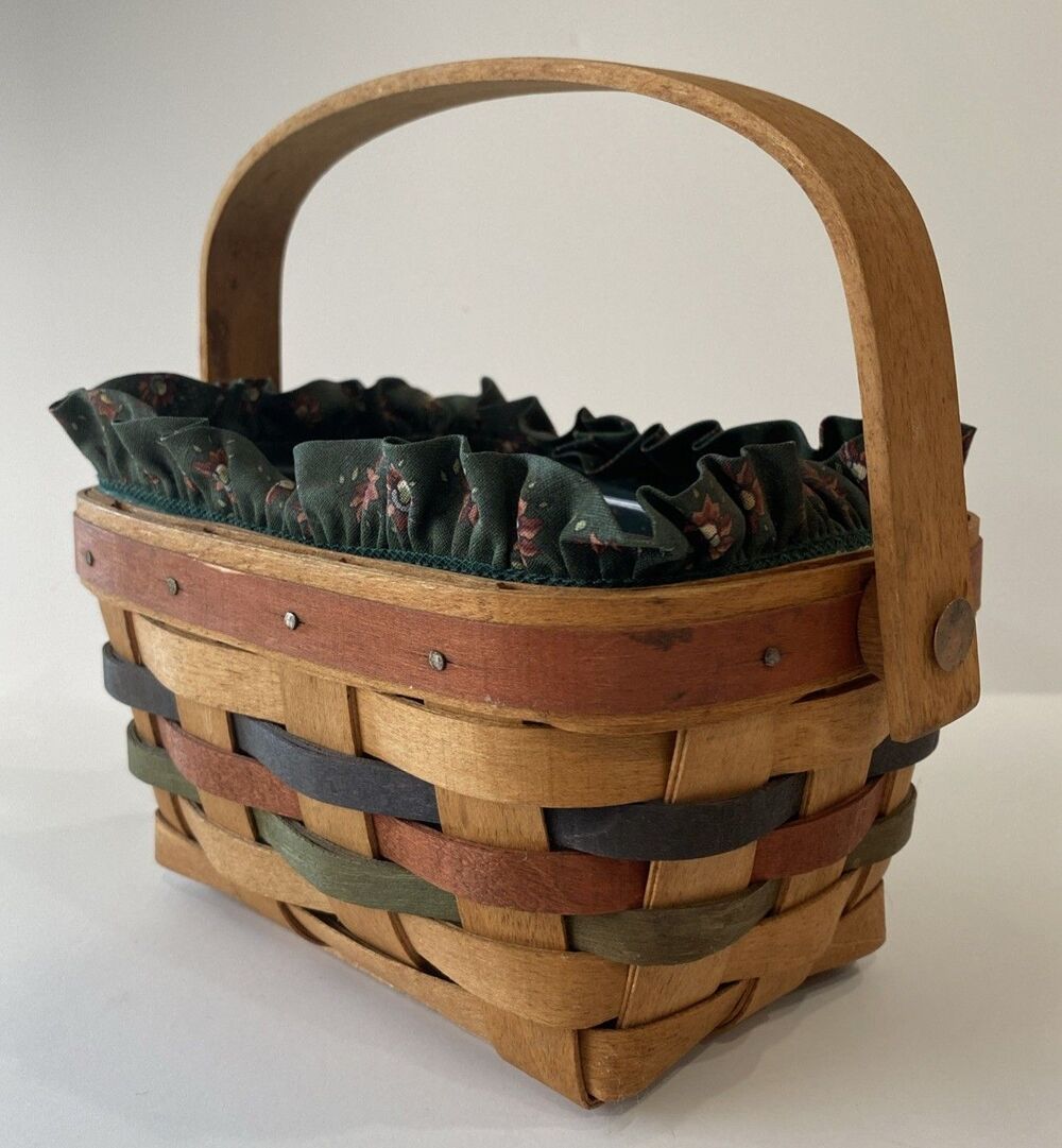 Longaberger Basket 1991 Shades of Autumn Acorn Liner Protector Swing Handle - Picture 3 of 13